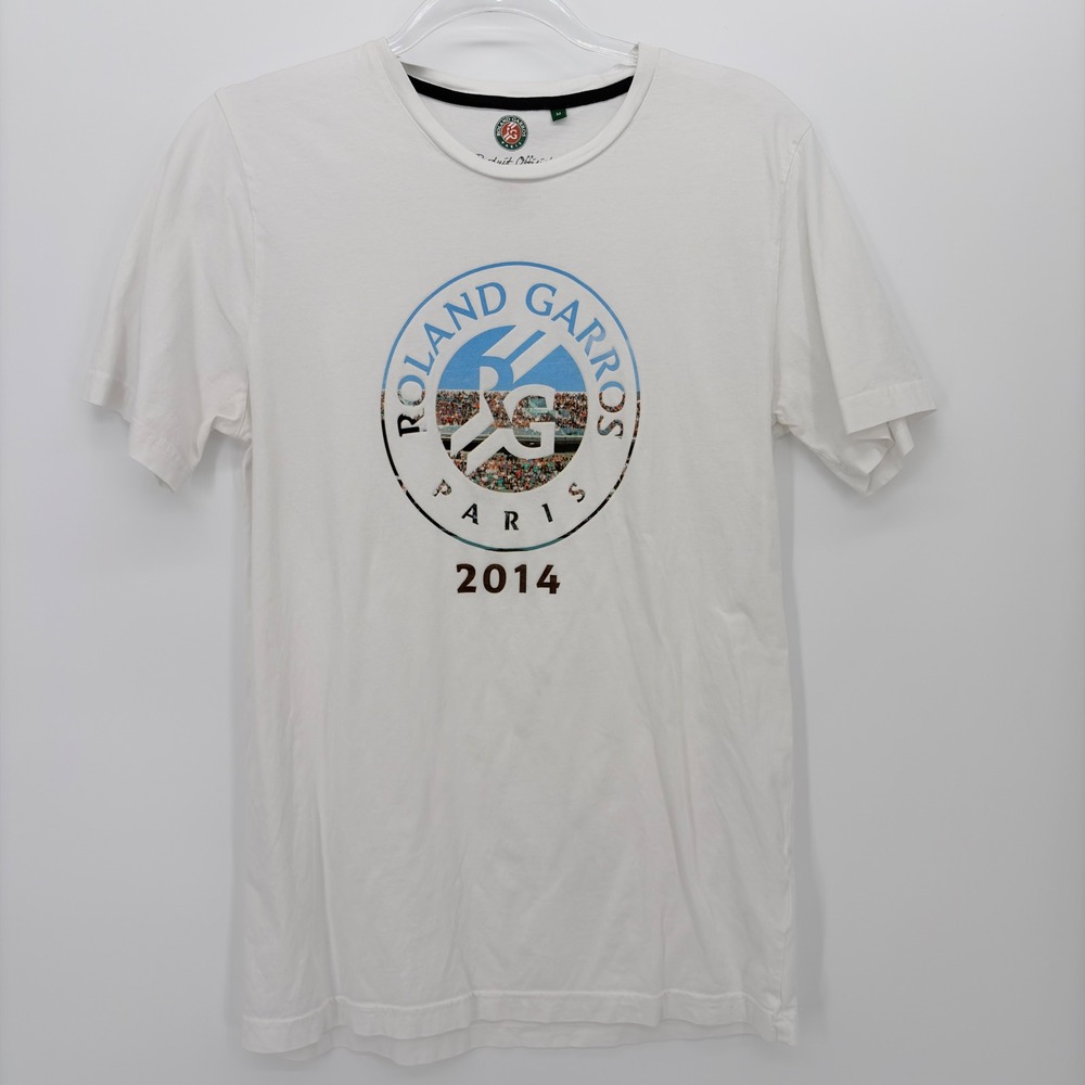 Roland Garros French Open 2014 Men's Medium White Tennis Graphic T-Shirt